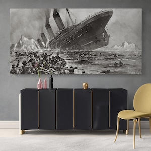 Titanic Sinking Scene Canvas Prints - Willy Stöwer Historic Artwork, Iconic Wall Decor for Gallery or Nautical-Themed Interiors