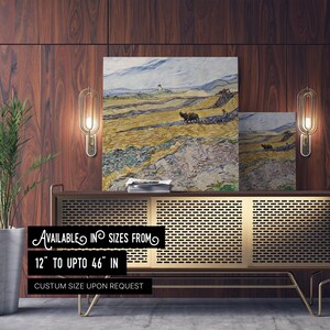 Enclosed Field with Ploughman Wall Canvas - Rustic Vincent van Gogh Painting, Stunning Wall Art for Cozy Bedroom or Farmhouse Decor