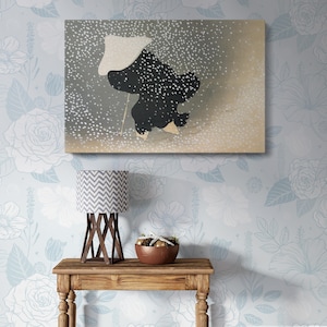 Japanese Snow Scene Canvas - Kamisaka Sekka’s Artwork from Momoyogusa, Serene High-Quality Wall Art for Minimalist Bedroom Decor