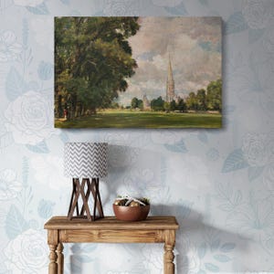 Salisbury Cathedral Canvas Wall Art – John Constable Landscape Painting on Canvas, Classic Fine Art Print for Living Room, Bedroom or Office