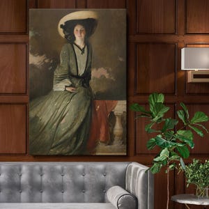 Mrs John White Alexander Canvas Wall Prints - Timeless Portrait by John White Alexander, Elegant Vintage Decor for Study or Living Room