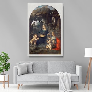 Virgin of the Rocks Canvas Prints - Leonardo da Vinci’s 1483 Masterpiece for Home Bedroom or Artistic Office Wall Decor