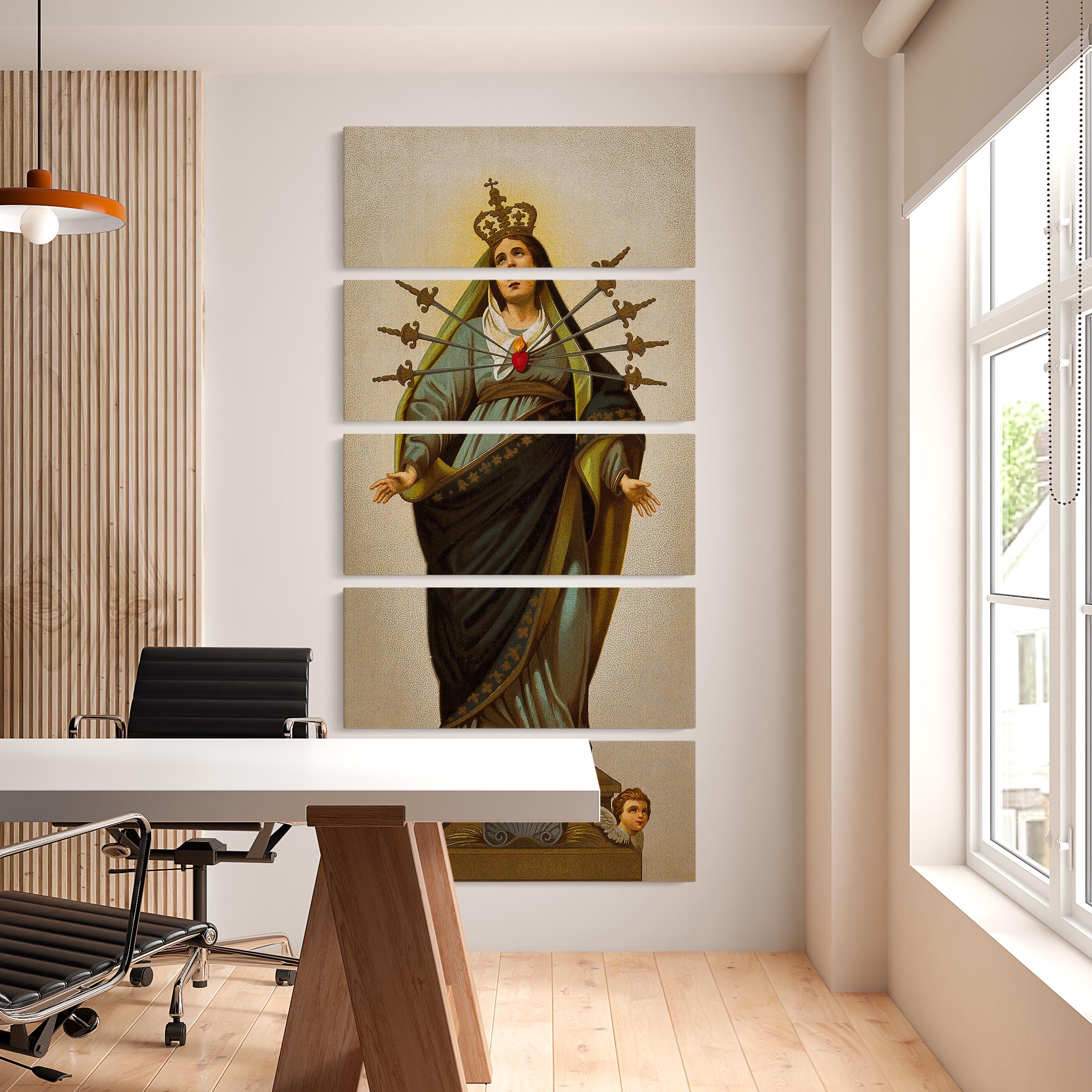 七つの悲しみの聖母 額入りキャンバス – 七つの剣を持つ聖マリアの宗教