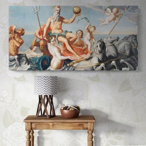 The Return of Neptune Canvas Wall Art – Mythological Ocean God Painting Reproduction on Premium Canvas, Art for Living Room, Office, Study