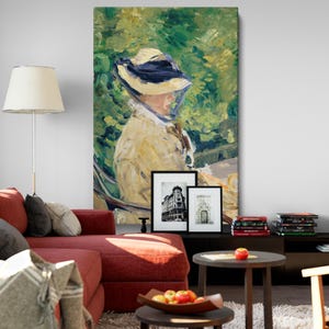 Madame Manet Framed Canvas - 1880 Impressionist Art by Manet for Sophisticated Office Bedroom or Artistic Living Room Decor