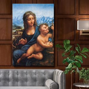 Leonardo da Vinci&#39;s Madonna of the Yarnwinder Wall Canvas - 1501 Renaissance Masterpiece with Divine Elegance, Perfect for Office or Study