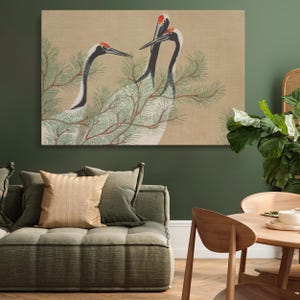 Cranes from Momoyogusa (1909) Canvas Wall Art – Kamisaka Sekka Japanese Nature Print, Traditional Fine Art, Canvas Print for Home or Office