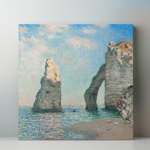 The Cliffs at Étretat Wall Canvas - Claude Monet Coastal Painting, Ocean-Inspired Wall Art for Living Room or Beach House Decor
