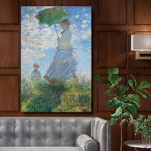 Madame Monet und ihr Sohn Leinwand Wandkunst - Claude Monet 1875 Impressionistisches Meisterwerk, elegantes Dekor für Wohnzimmer oder Büro