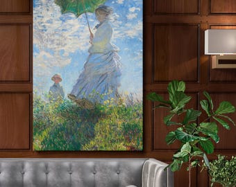Lienzo decorativo para pared de Madame Monet y su hijo: obra maestra impresionista de Claude Monet, 1875, decoración elegante para sala de estar u oficina