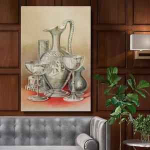 Group of Objects in Glass Canvas Print–1851 Sir Matthew Digby Wyatt Industrial Arts,Vintage Still Life Art for Home, Office, or Museum Décor