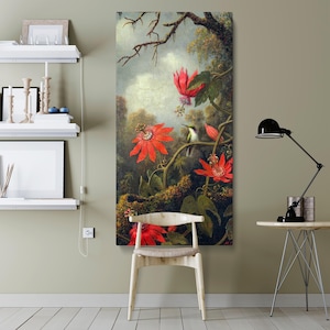 Hummingbird and Passionflowers Canvas Prints - Martin Johnson Heade Vibrant Artwork, Stunning Wall Decor for Living Room or Study