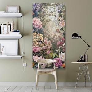 Spring Flowers Canvas Print – Vintage Botanical Painting with Blooming Floral Arrangement on Premium Canvas for Home, Nature-Inspired Decor