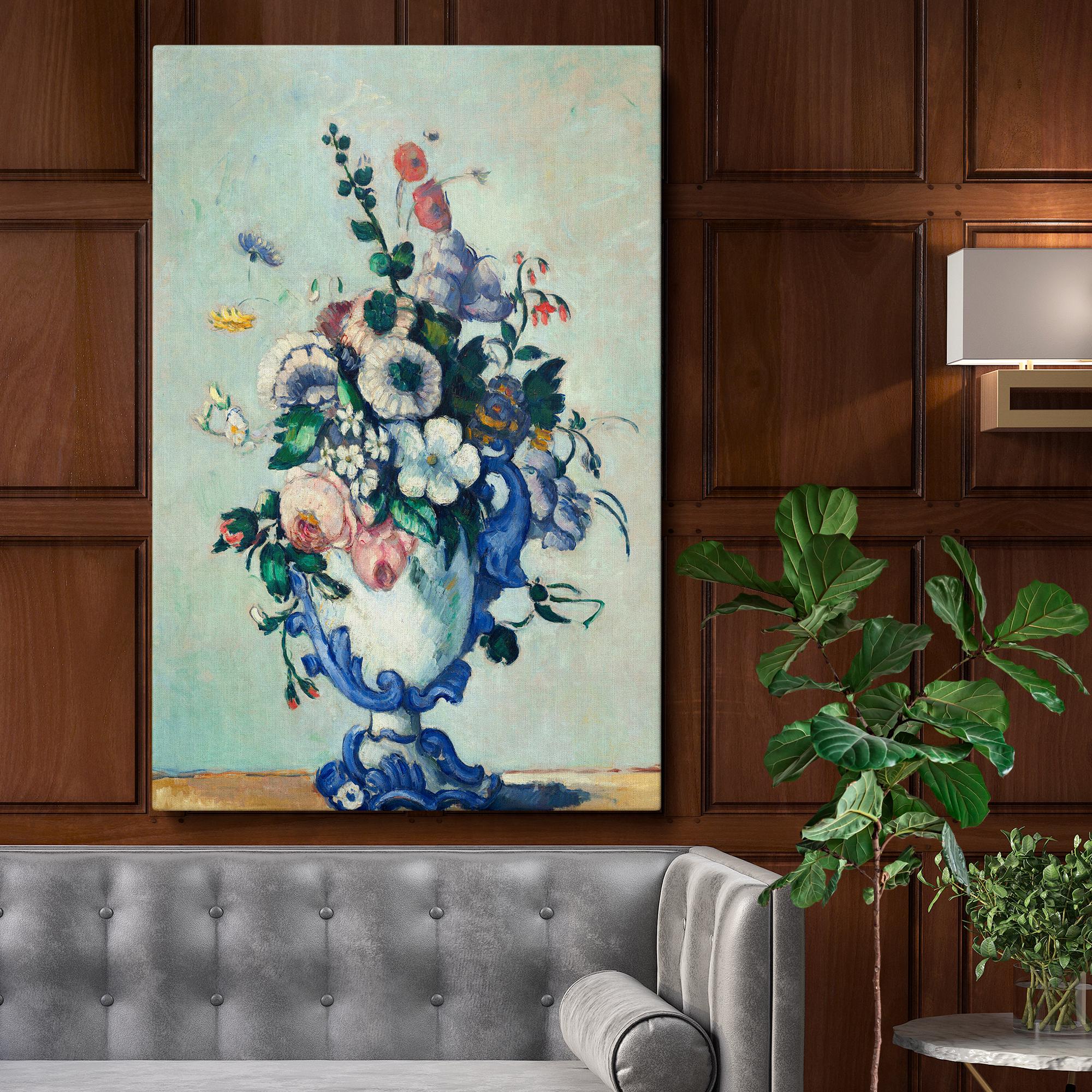 ポール・セザンヌ ロココ 花瓶 壁掛けキャンバス - 1876 年 青と白の