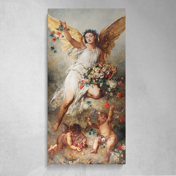 Eirene Angelic Canvas Wall Art - 1888 Vintage Artwork by Ludwig