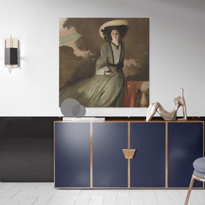 Portrait of Mrs. John White Alexander Canvas Wall Art – Elegant Vintage Woman Painting, Classic Fine Art Print for Office, or Study Decor