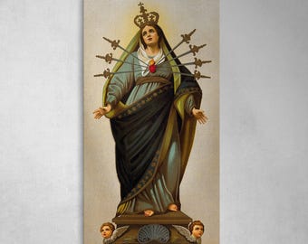 七つの悲しみの聖母 額入りキャンバス – 七つの剣を持つ聖マリアの宗教
