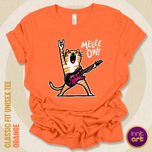 Funny Cat T-Shirt - Guitar Playing Rockstar Cat. Cute Gift for Cat and Rock Music Lovers.