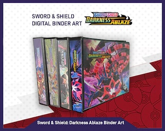 pokemon sword and shield card binder Sword & Shield Series PRO Binder Bundle | 0.5" , 1.0", 1.5" Binder Labels + Front Binder Cover + Back Binder Cover - Organize Pokemon Cards