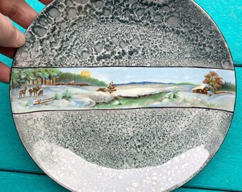 Vintage Decorative Plate Woodland Forrest Scene Curio Display Fine China Made in Germany