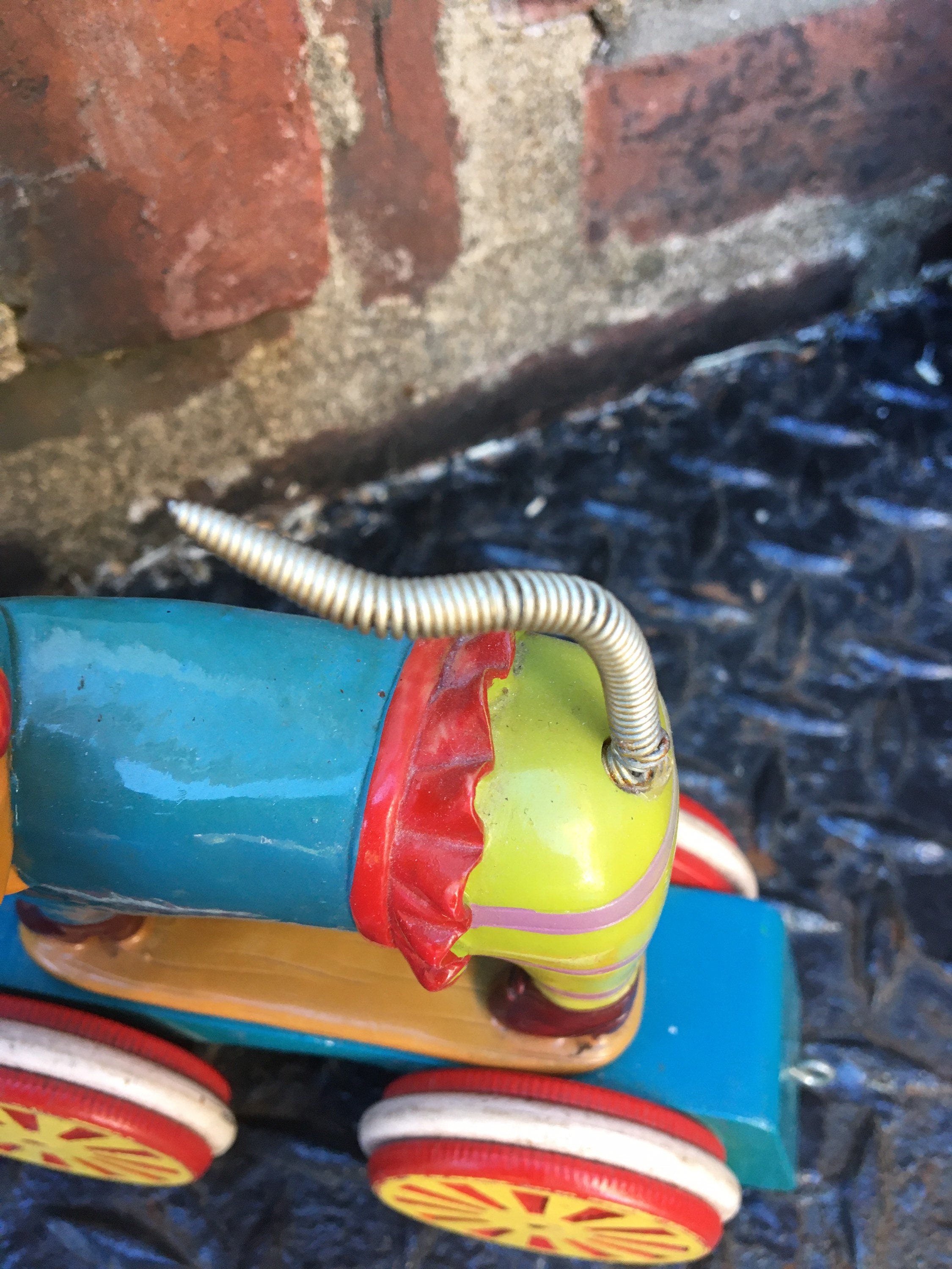 Vintage Toy King Charles Spaniel on Circus Style Wheel Cart Etsy Polska