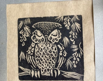 Martha Cawley “Sleepy Owl” Framed Woodblock Print 27/30