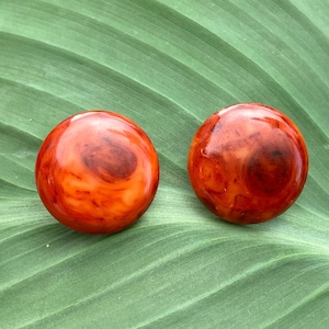 Root beer Swirl Bakelite ClipOn Earrings