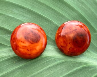 Root beer Swirl Bakelite ClipOn Earrings