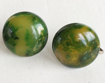 Bakelite Creamed Spinach Screwback Earrings