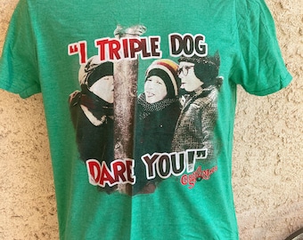 A Christmas Story “I Triple Dog Dare You” Green T Shirt Mens M Medium Gildan Soft Style