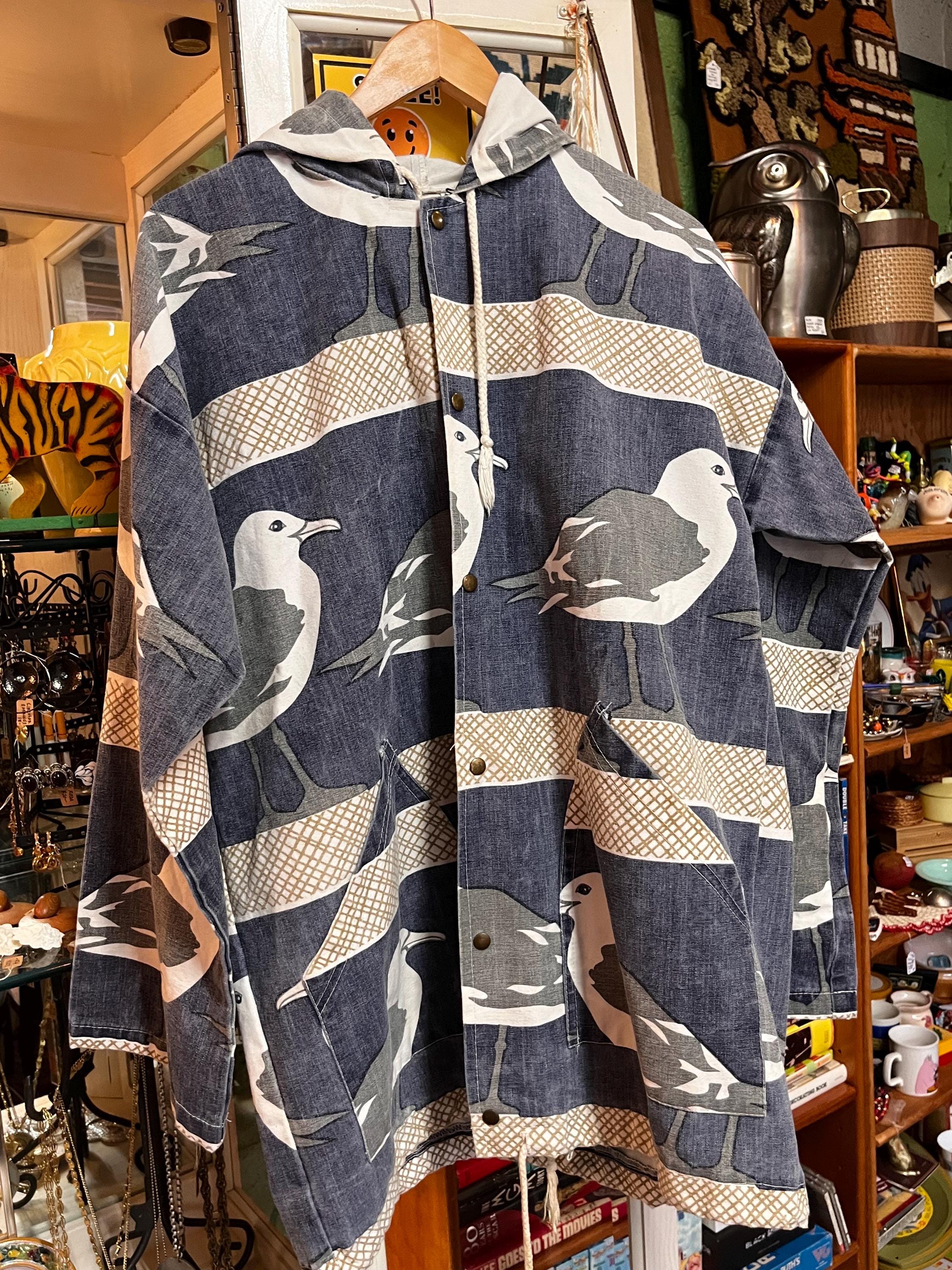 Vintage 80's Michigan Rag Co. Seagull Print Canvas Hooded