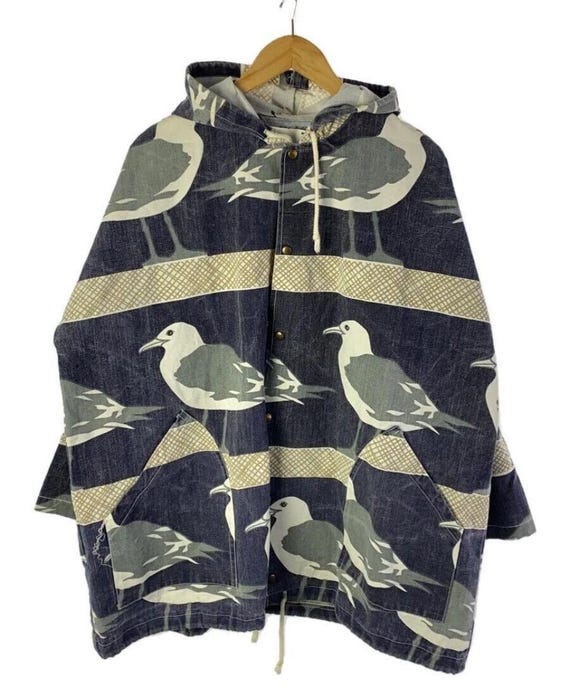 Vintage 80's Michigan Rag Co. Seagull Print Canvas Hooded