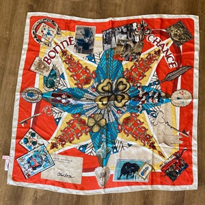 Christian Lacroix Bonne Chance Good Luck Four Leaf Clover Oversized Colorful Patterned Silk Scarf