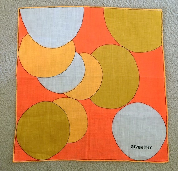Rare Givenchy 1960s POP ART Linen Pocket Square Sc