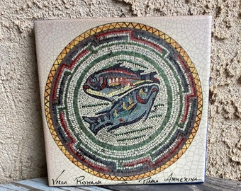 Villa Romana Piazza Armerina Fish “Mosaic” Hanging Decorative  Tile