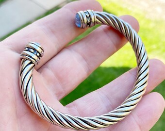 Silvertone Twisted Cable Cuff Bracelet Yurmanstyle