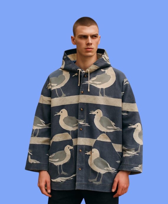 ジャケット・アウター 80s~90s MICHIGAN RAG CO cotton jacket Vintage 80's Michigan Rag Co. Seagull Print Canvas Hooded
