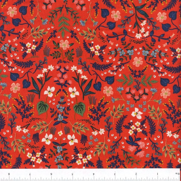 Sold by the Half Yard - Bon Voyage Wildwood in Red METALLIC by Rifle Paper Co. for Cotton + Steel Fabrics
