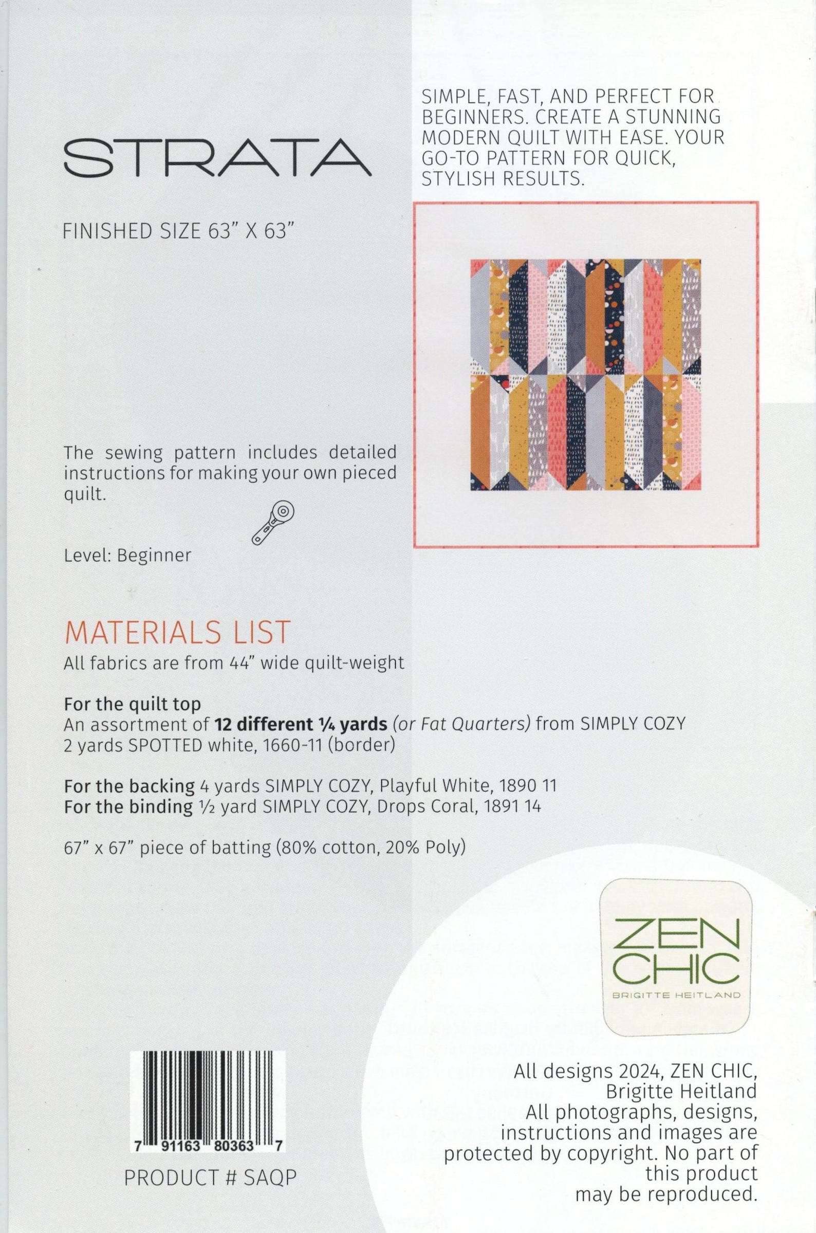 Strata Stacking Patterns Strata Quilt Printed Pattern - Etsy