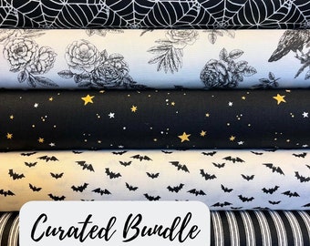 Sophisticated Halloween Fat Quarter Bundle by My Mind's Eye for Riley Blake Designs - 5 Fat Quarters