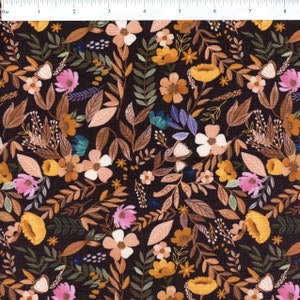 Sold by the Half Yard - Autumn Friends Autumn Evening in Dark Brown by Mia Charro for Free Spirit Fabrics