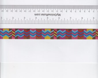 Sold by the Half Yard - Anna Maria Horner Zig Zag Ribbon in Blue and Pink by Renaissance Ribbons