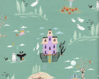 Sold by the Half Yard - Harvest Moon Main in Absinthe by Faye Guanipa for Dear Stella Fabrics