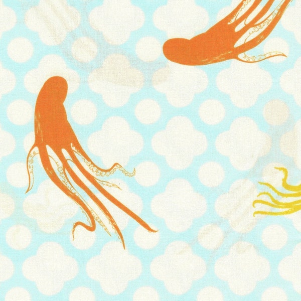 One Yard of Heather Ross' Mendocino Giant Octopi in Aqua