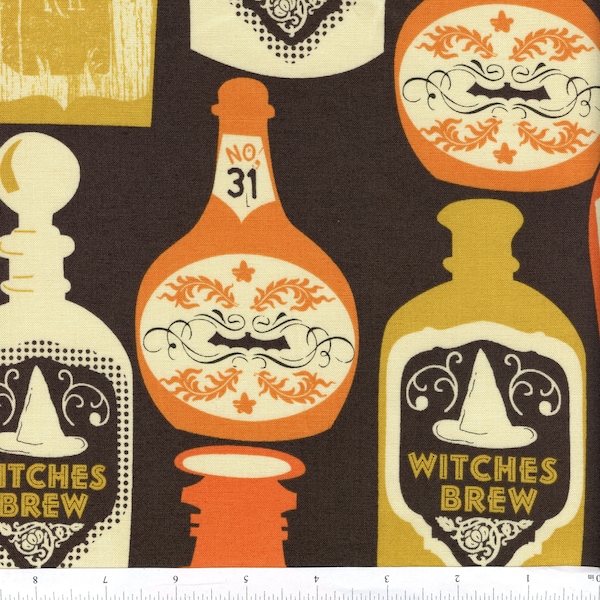 Sold by the Half Yard - Spooktacular Witches Brew in Black by Maude Asbury for Free Spirit Fabrics