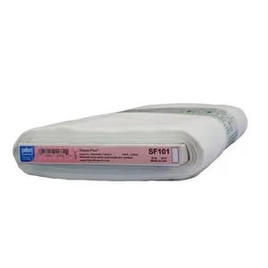 May include: A bolt of white Pellon Shape-Flex SF101 fusible interfacing fabric. The label features the brand name, a barcode, and the text: Shape-Flex, Apparel/Specialty Fabric, 100% cotton, Machine wash warm, tumble dry medium, MADE IN USA.