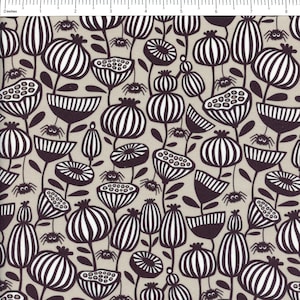 Gothic Whimsy Spiders Garden in Gray by Anequ Studio for Cloud 9 Fabrics - 100% Certified Organic Cotton - Sold in Half Yard Increments