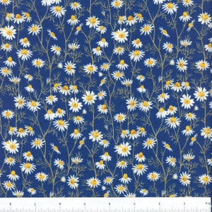 Sold by the Half Yard - Hedgehog Hollow Daisies in Blue by In the Beginning Fabrics