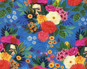 Sold by the Half Yard - Hola Frida Main in Cobalt by Miriam Bos for Dear Stella Fabrics