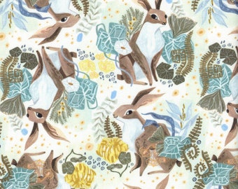 Sold by the Half Yard - Botanica Rabbits in Multi by Rae Ritchie for Dear Stella Fabrics